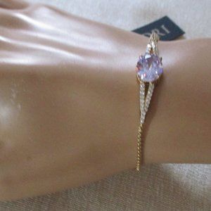 Gold Tone Amethyst Like Crystal Centerpiece & Clear Crystal Accents New with Tag